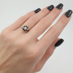  White gold ring decorated with diamonds "Black flower" (1701) 2