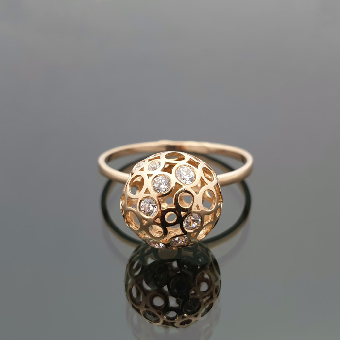 Auksinis žiedas dekoruotas cirkonio akutėmis "Burbulas"