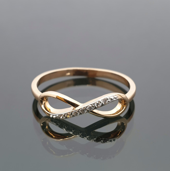Auksinis žiedas "Begalybė" dekoruotas cirkonio akutėmis