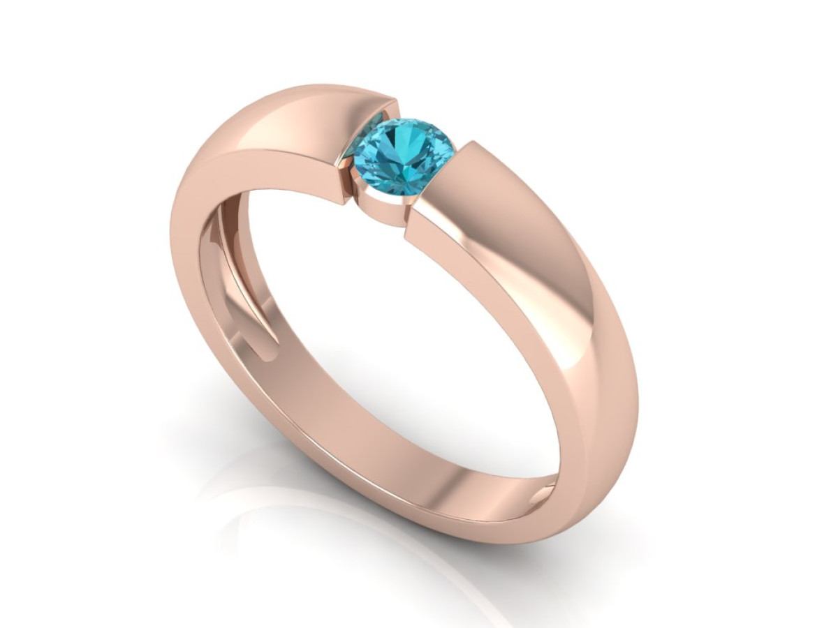 Auksinis žiedas dekoruotas mėlynu safyru "Agnietė" 1