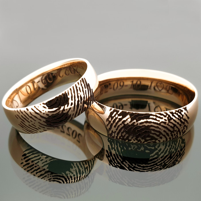 Blizgūs vestuviniai žiedai su pirštų antspaudais (vz120)