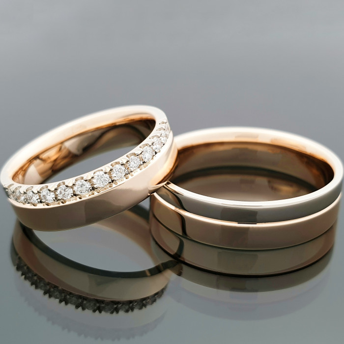 Vestuviniai žiedai su briliantu juostele (vz122)