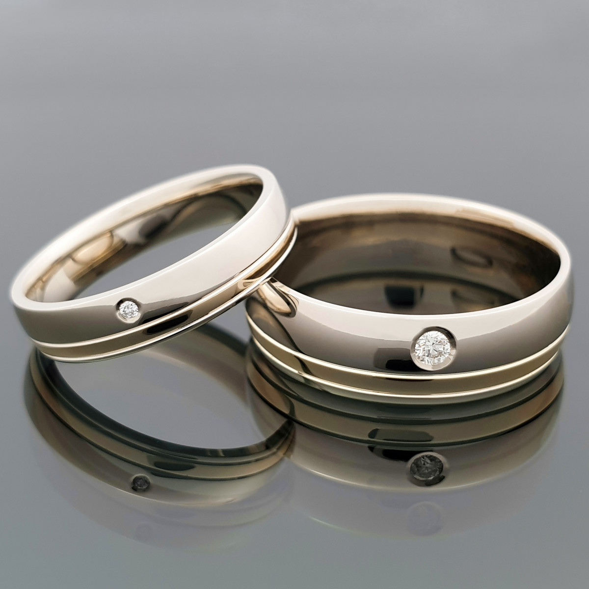 Balto ir geltono aukso vestuviniai žiedai (vz134) 1