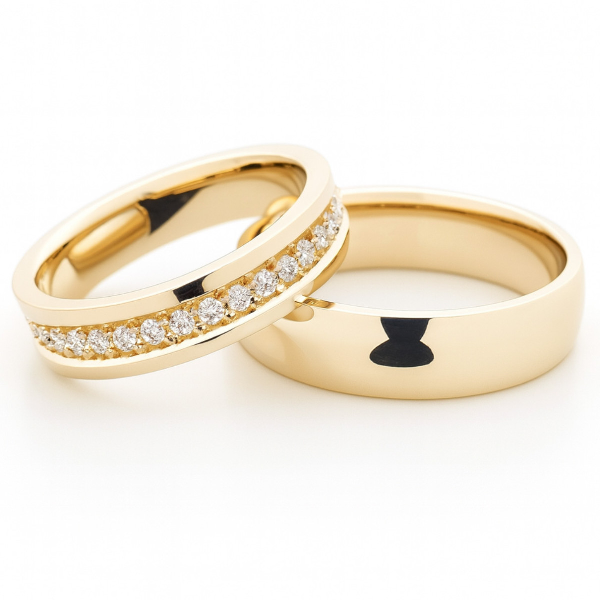Yellow Gold Wedding Rings with Diamonds (vz159), Modern Design Wedding Rings, Gold type: 585, Item in the photo weight: ~13.00 g, Gemstone in the photo: Briliant, The weight of the gem in the photo: 0.54 ct,  Number of holes in the picture: 36 vnt. - Jewelry online