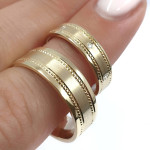 Wide wedding rings with diamonds (vz194), Modern Design Wedding Rings, Gold type: 585, Item in the photo weight: ~16.00 g, Gemstone in the photo: Briliant, The weight of the gem in the photo: 0.07 ct (7 vnt.) - Personalized jewelry