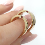 Unique wedding rings with rubies (vz195), Modern Design Wedding Rings, Gold type: 585, Item in the photo weight: ~15.00 g, Gemstone in the photo: Ruby, The weight of the gem in the photo: 0.02 ct - Custom jewelry