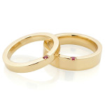 Unique wedding rings with rubies (vz195), Modern Design Wedding Rings, Gold type: 585, Item in the photo weight: ~15.00 g, Gemstone in the photo: Ruby, The weight of the gem in the photo: 0.02 ct - Personalized jewelry