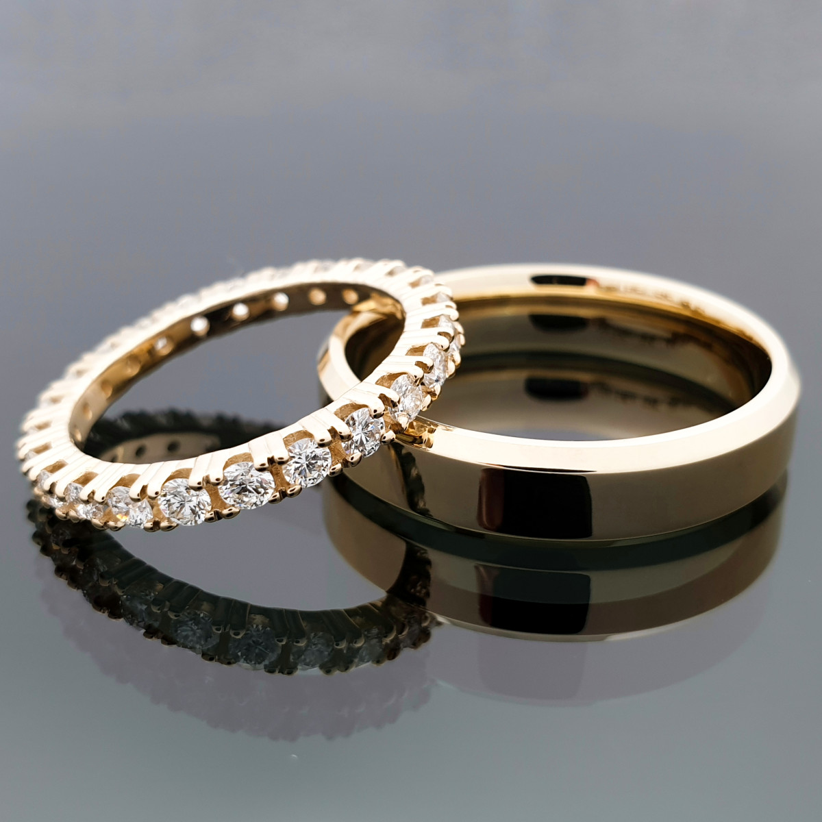 Vestuviniai žiedai su briliantų juostele (vz98)