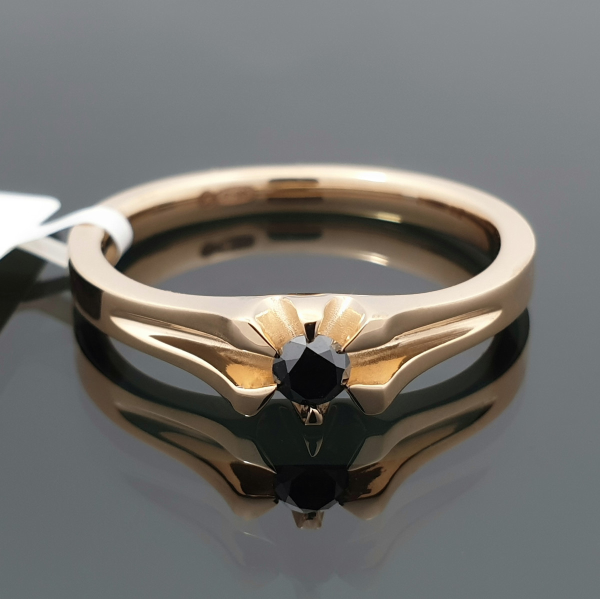 Auksinis žiedas su juodu deimantu "Sotera" (2185) 1