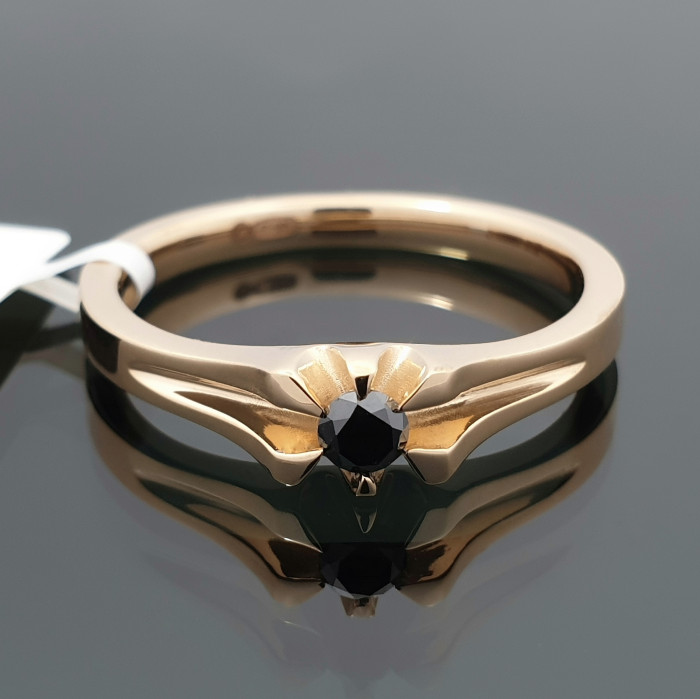 Auksinis žiedas su juodu deimantu "Sotera" (2185)
