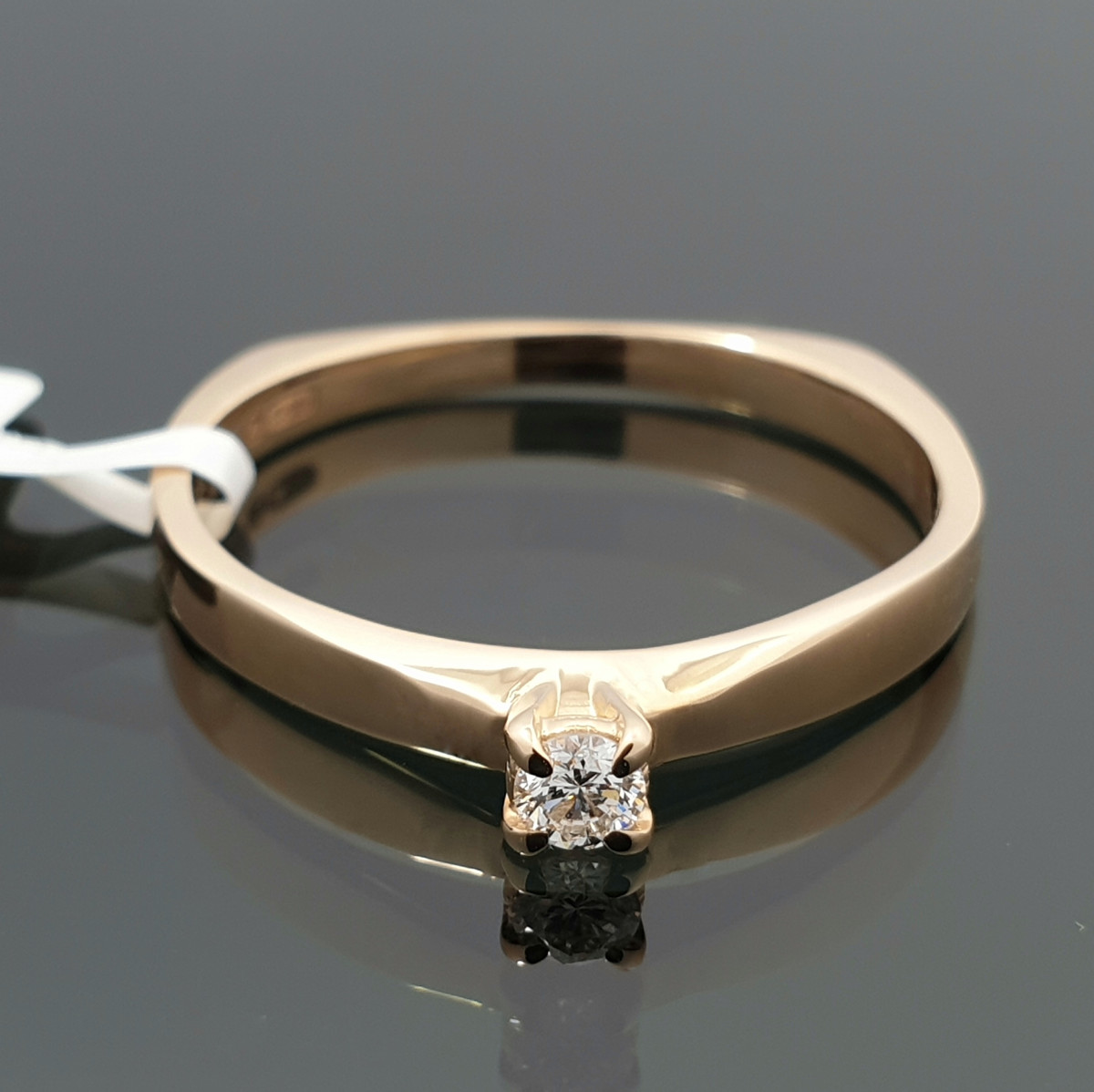 Rausvo aukso sužadėtuvių žiedas su deimantu (2084) 1
