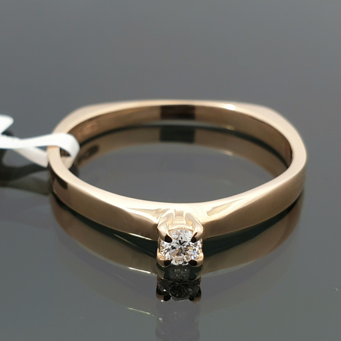 Rausvo aukso sužadėtuvių žiedas su deimantu (2084)