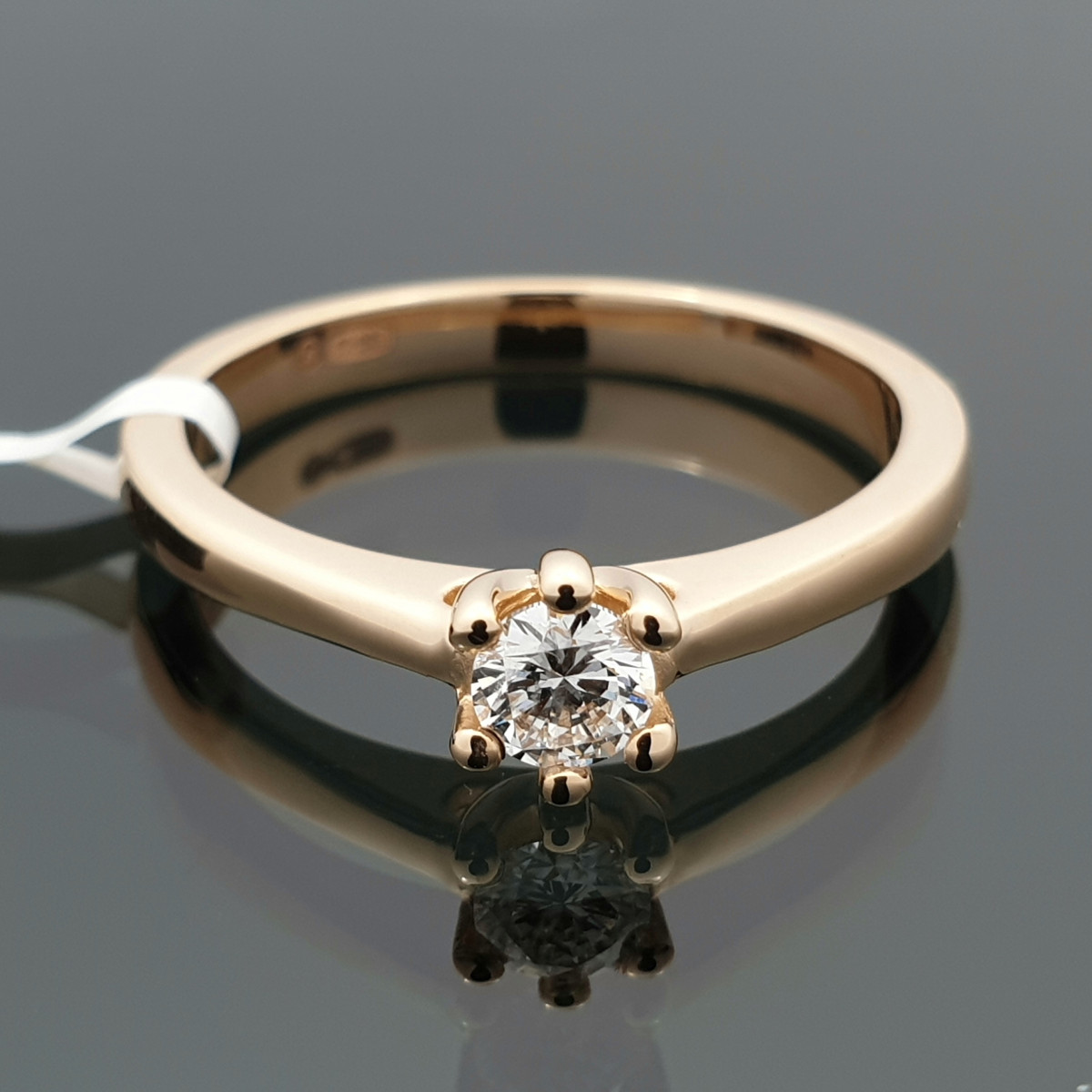 Rausvo aukso sužadėtuvių žiedas su deimantu (2121) 1