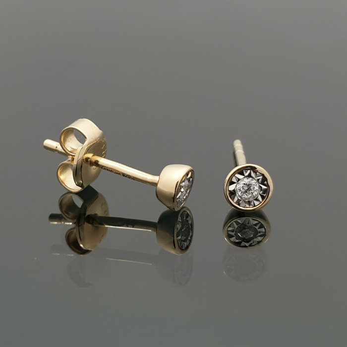 Geltono aukso minimalistiniai auskarai su deimantais (365)