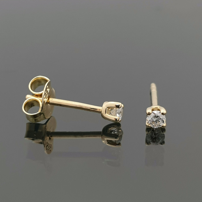 Yellow Gold Small Diamond Earrings (394)