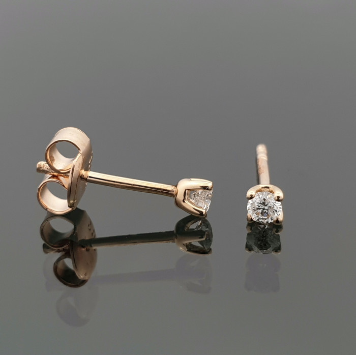 Small gold earrings with diamonds (417)