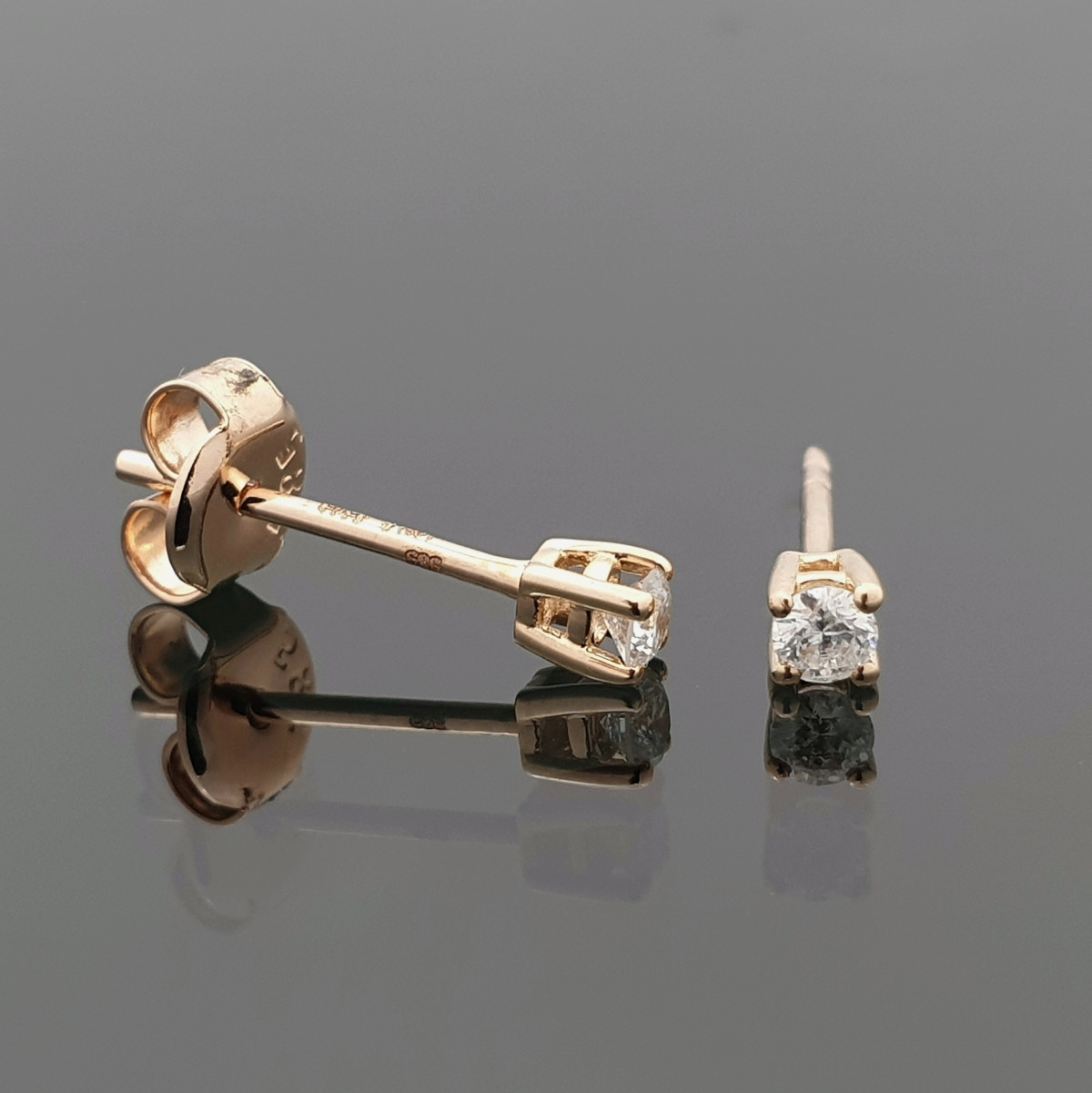 Minimalistiniai ausksiniai auskarai su deimantais (424) 1
