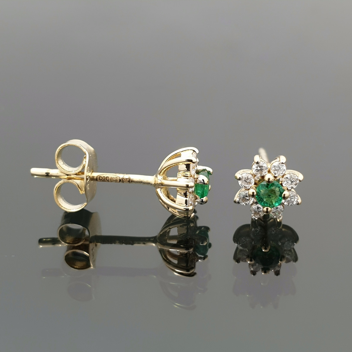 Auksiniai auskarai su smaragdais ir deimantais (429) 1