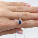 White gold chain with blue sapphire and diamonds (289) 2