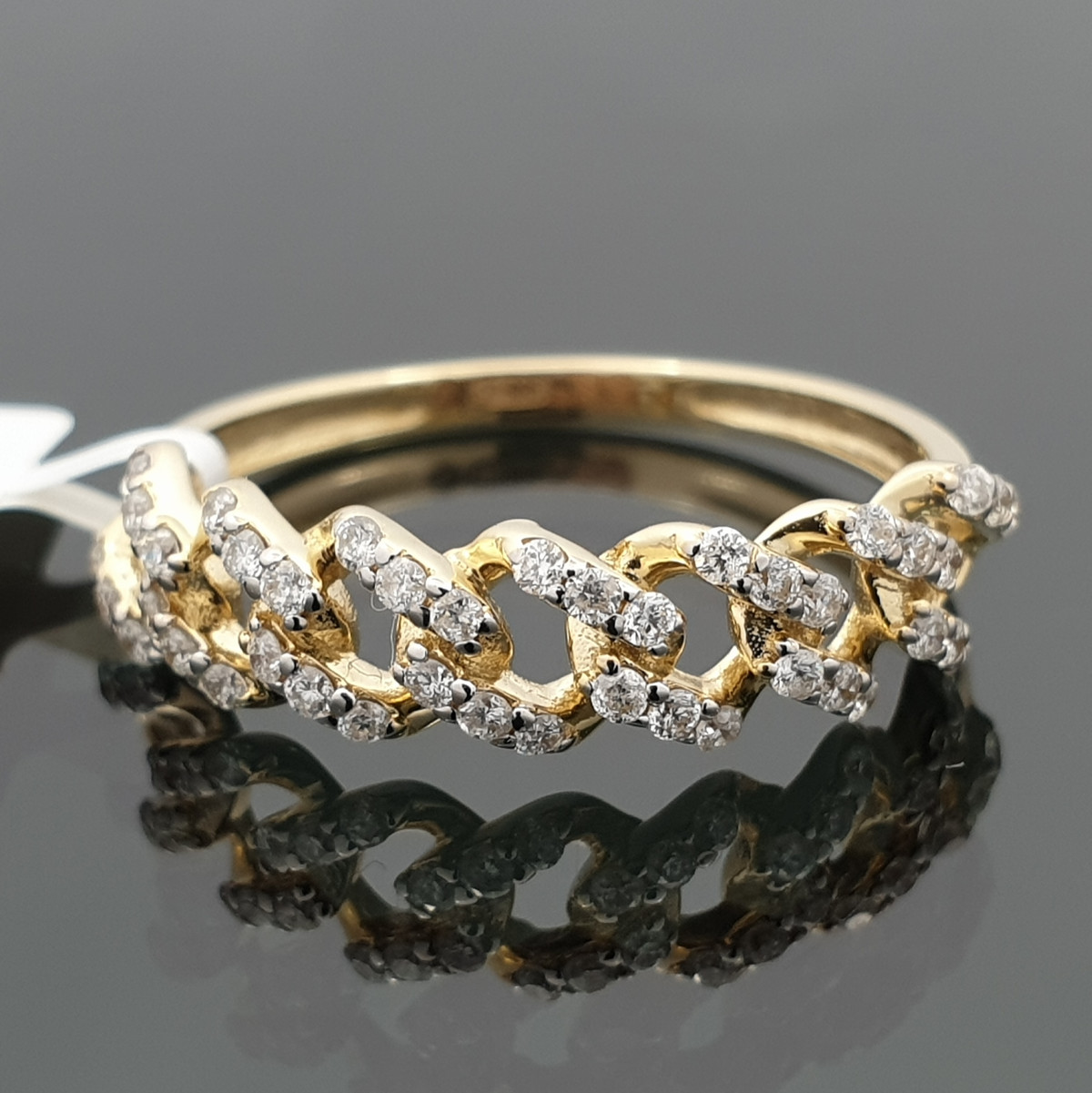 Auksinis žiedas su deimantais "Grandinėlė" (2252) 1