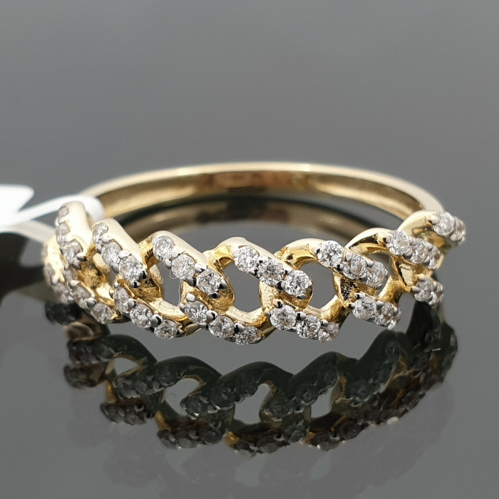 Auksinis žiedas su deimantais "Grandinėlė" (2252)