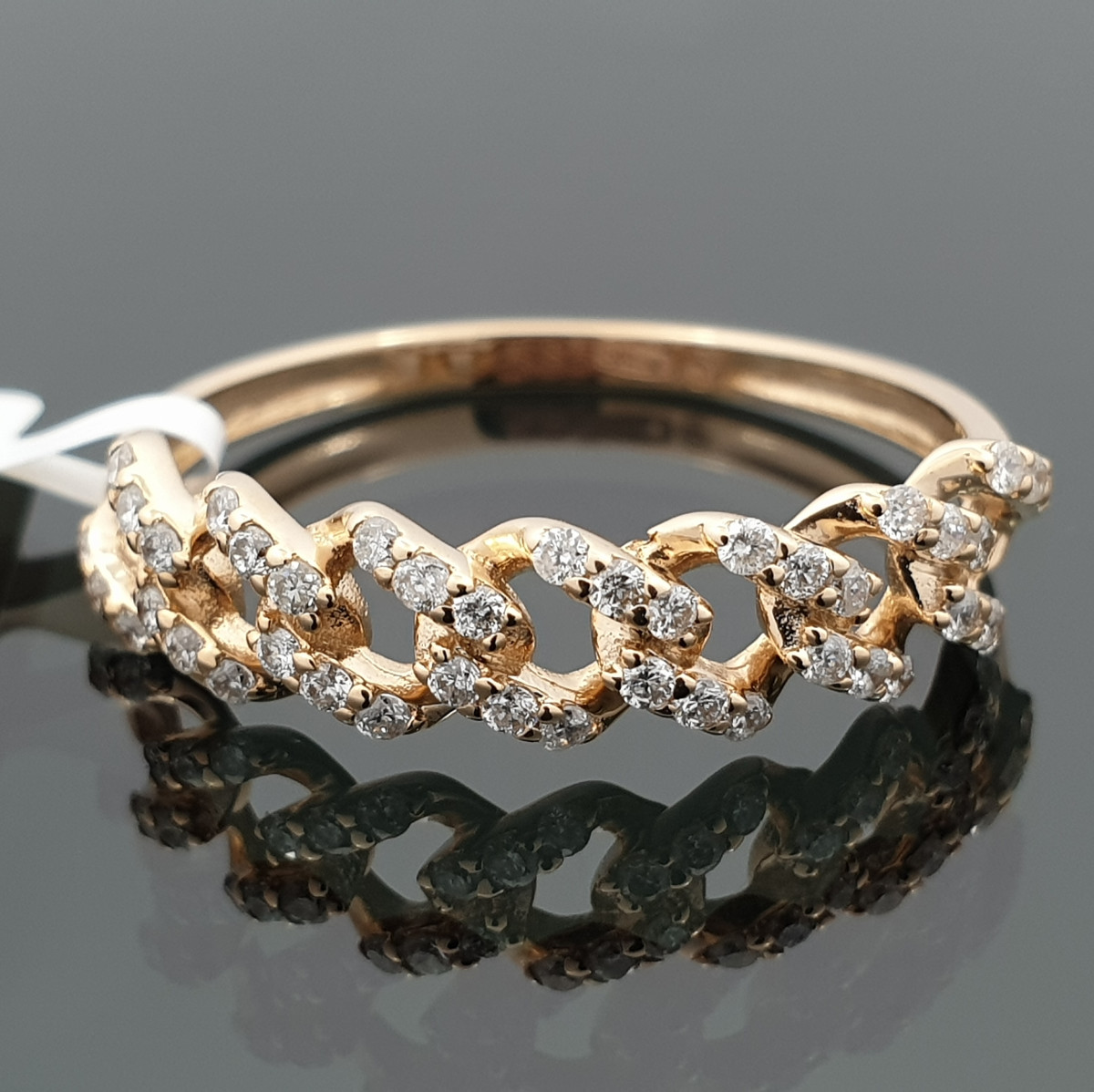 Auksinis žiedas su deimantais "Grandinėlė" (2254) 1
