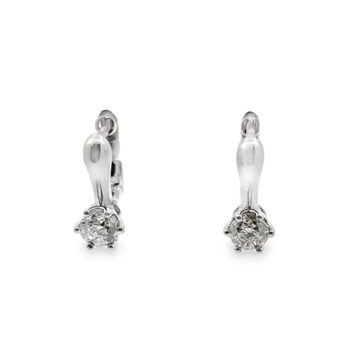 White Gold Earrings with Diamonds with English Clasp (453)