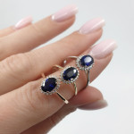 White Gold Ring with Blue Sapphire and Diamonds (2273) 2