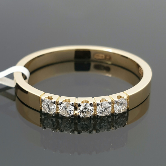 Geltono aukso žiedas su deimantų juostele (2278) 