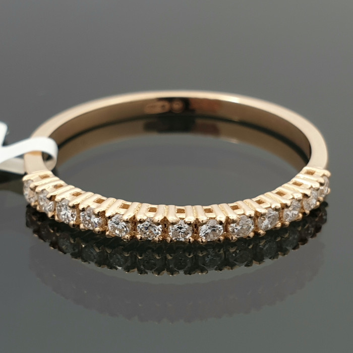 Auksinis žiedas su deimantų juostele (2281)
