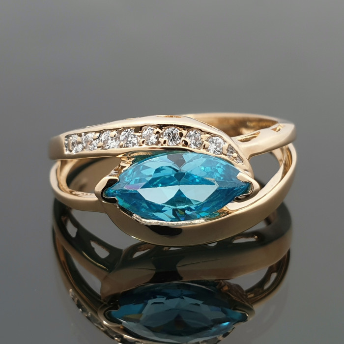 Auksinis žiedas su mėlyna akute (1454)