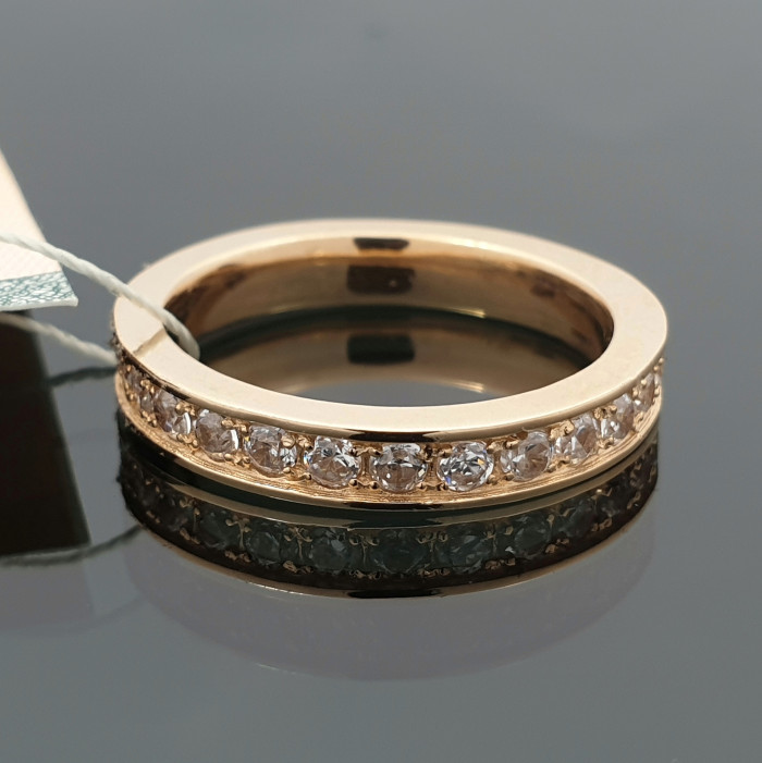 Auksinis žiedas dekoruotas cirkonio akučių juostele (1535)