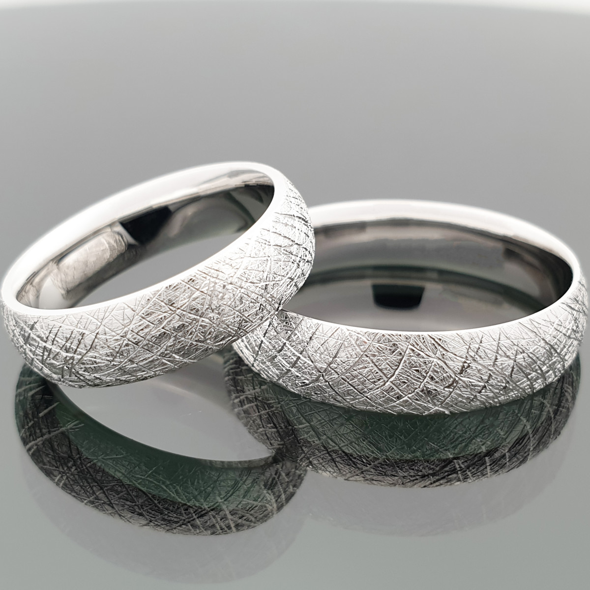 White Gold Matte Wedding Rings (vz157) 1