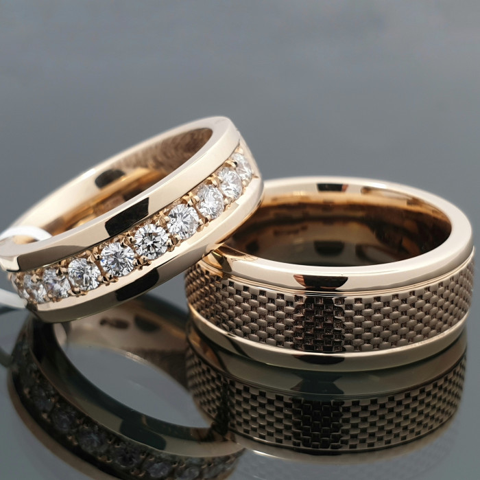 Prabangūs vestuviniai žiedai su deimantais (vz181)