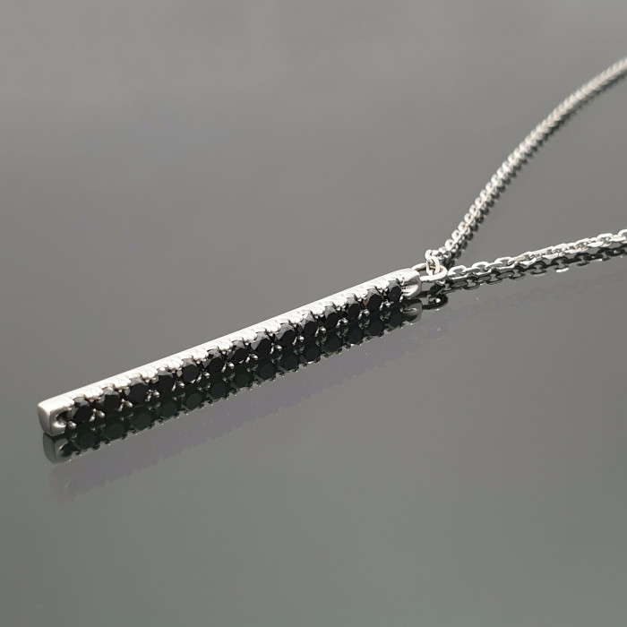 White Gold Chain with Black Diamond Pendant (338)