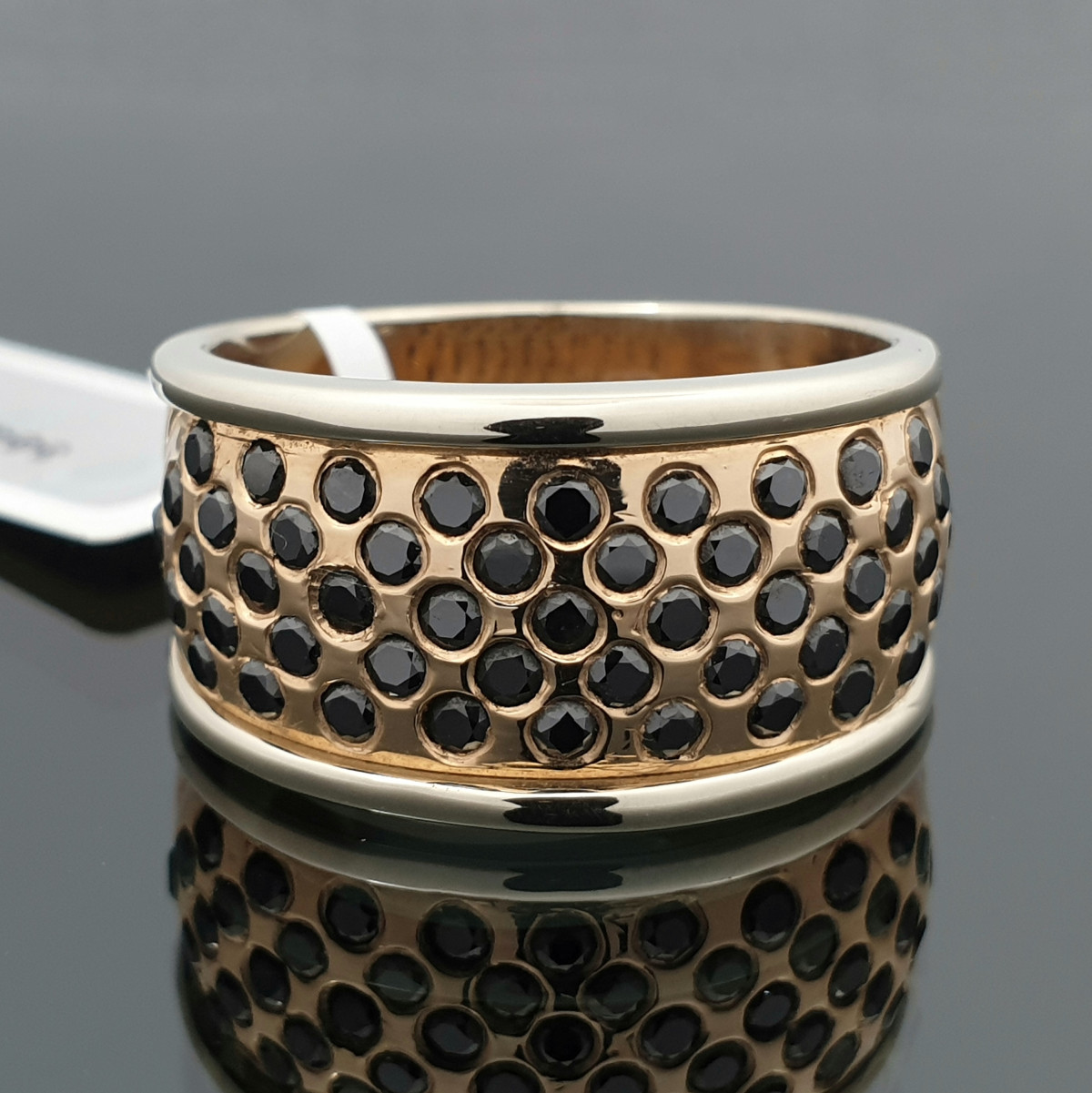 Gold ring with black diamonds (2481) 1