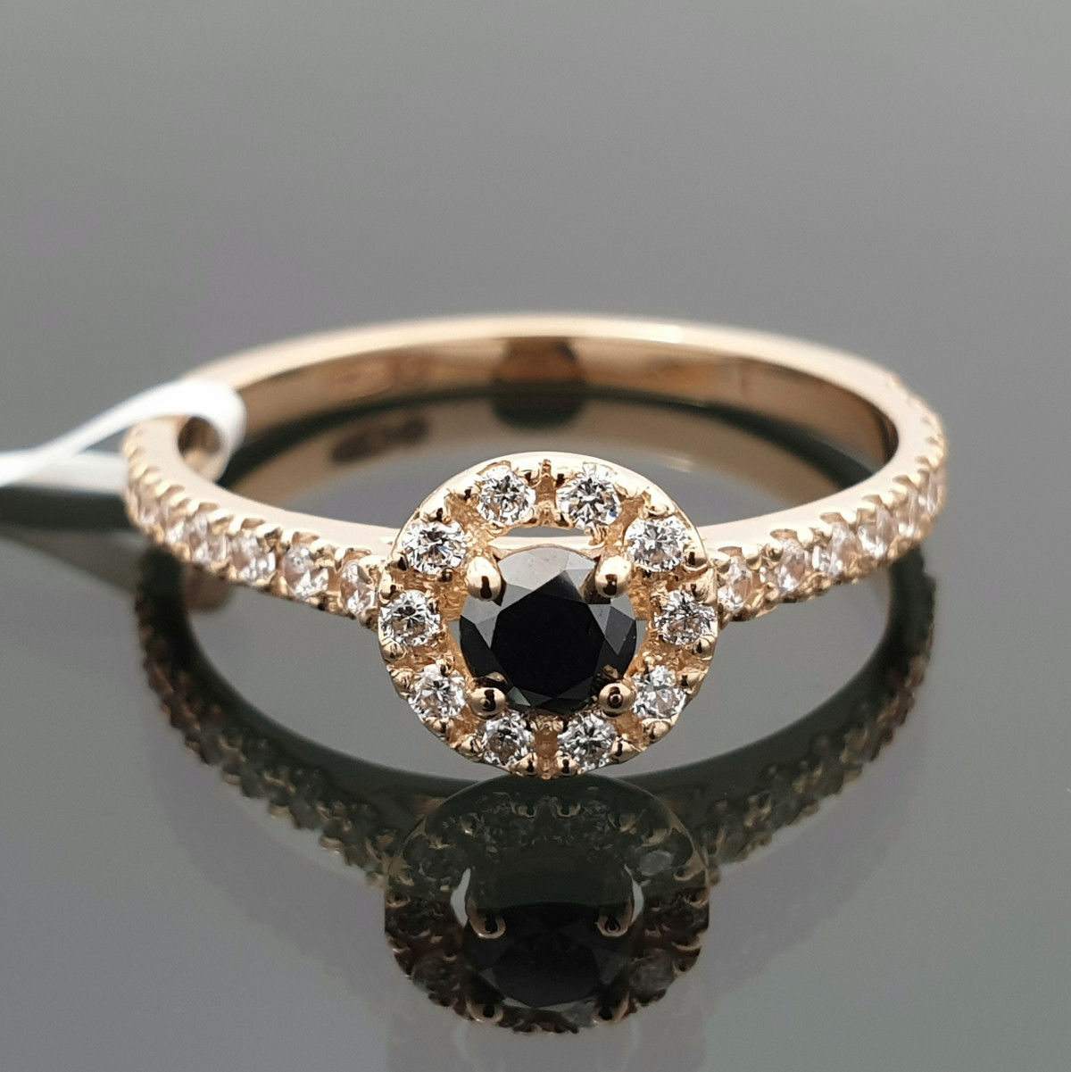 Gold Halo Ring with Black Diamond (2484) 1