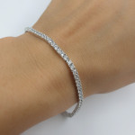 White Gold Tennis Bracelet with Rhinestone Eyelets (639) 2