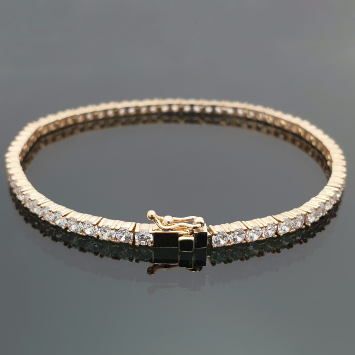 Gold Tennis Bracelet with Rhinestone Eyelets (640)