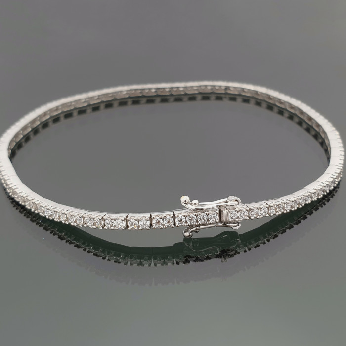 White Gold Tennis Bracelet with Rhinestone Eyelets (634)