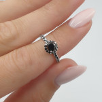 White Gold Halo Ring with Black Diamonds (2530) 2