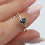 Rose Gold Halo Ring with Black Diamond (2531) 2