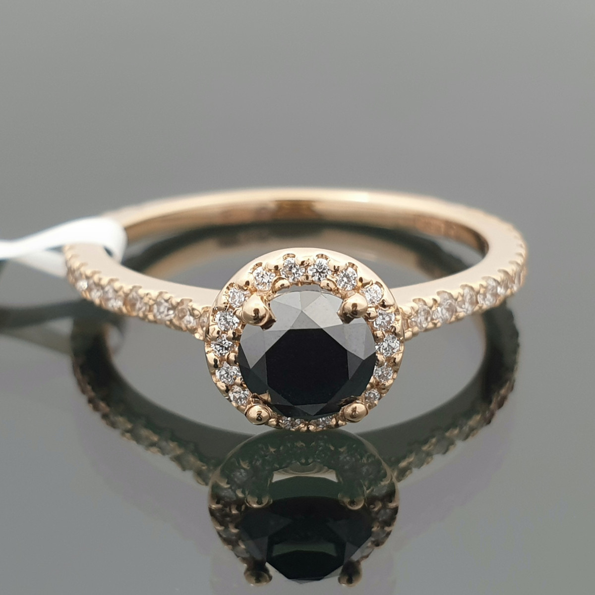 Rose Gold Halo Ring with Black Diamond (2531) 1