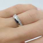 White Gold Classic Ring with Diamond Stripe (2558) 2