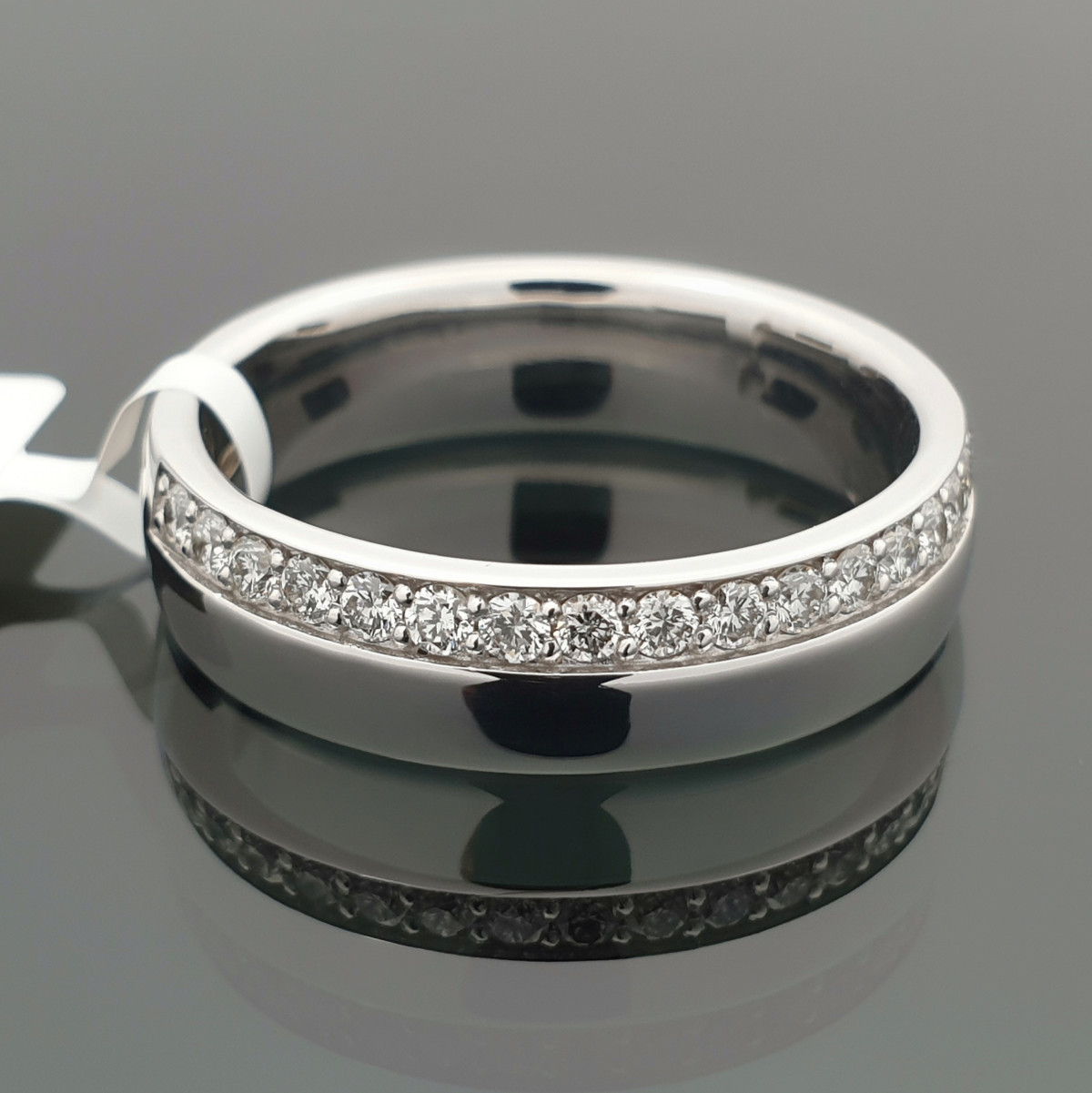 White Gold Classic Ring with Diamond Stripe (2558) 1