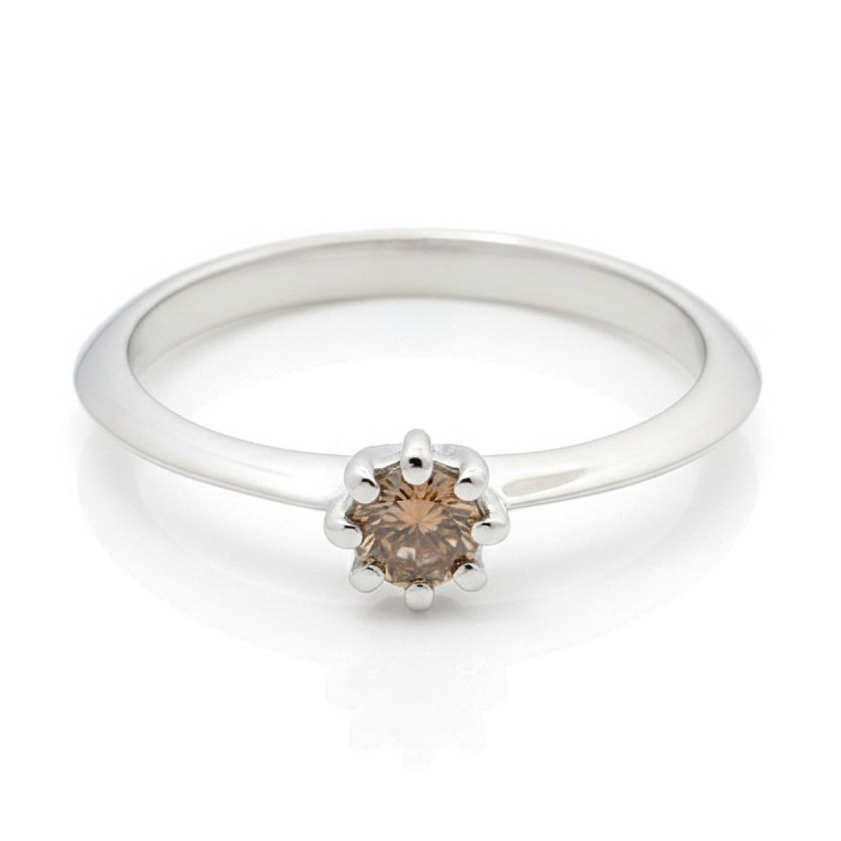 Baltā zelta gredzens ar konjaka krāsas dimantu "Brūns" (3006), Sieviešu gredzeni - Rotājumlietas internetā