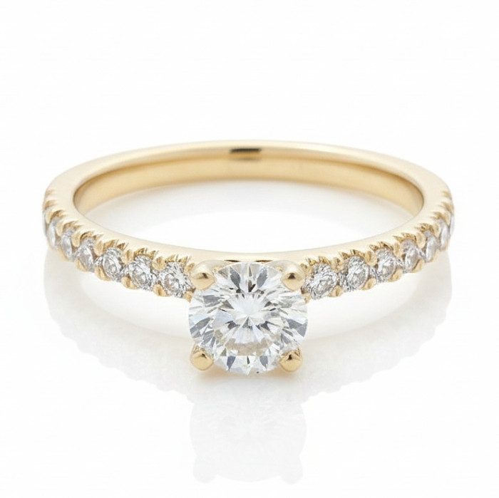 Moderns zelta saderināšanās gredzens ar dimantiem (3067)