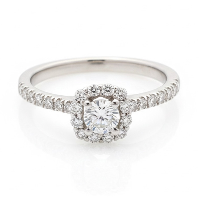 Baltā zelta halo saderināšanās gredzens ar dimantiem (3070)