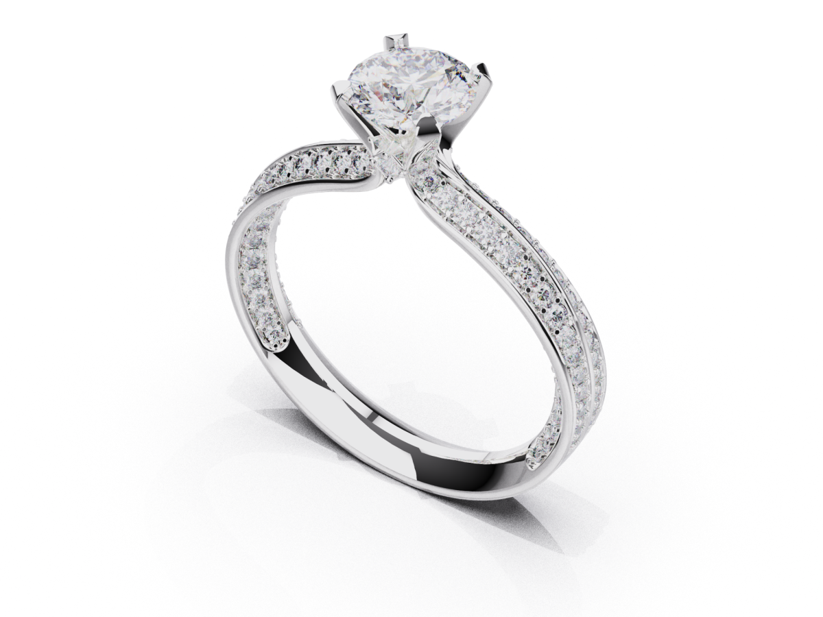 Modern engagement ring with diamonds (2472) 2