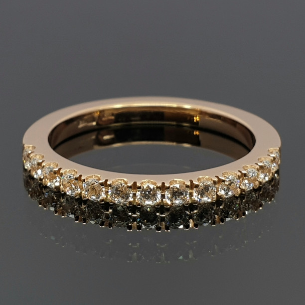 Gold ring with rhinestone mesh band (1887)